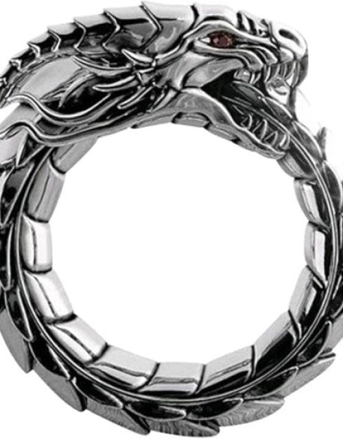 Punk Rings for Men Women Sleeping Dragon Ring